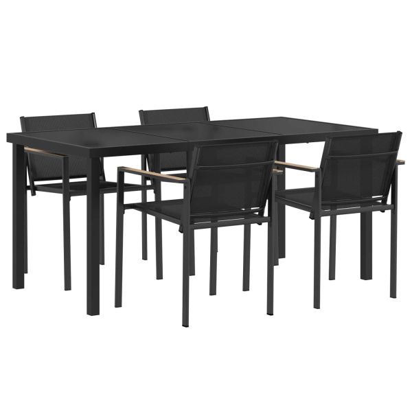 Комплект за външни мебели 5 pcs Черно и антрацит Textilene