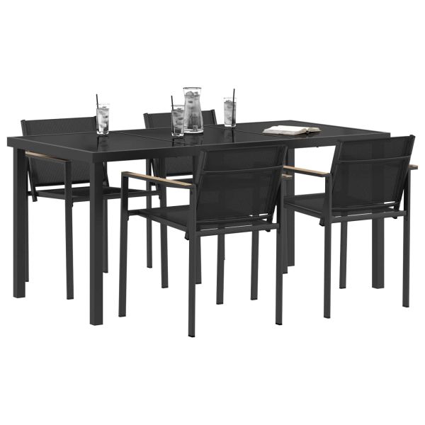 Комплект за външни мебели 5 pcs Черно и антрацит Textilene