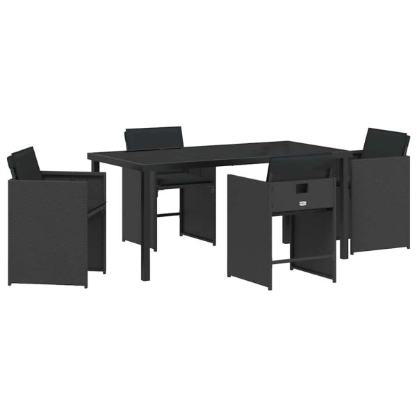 Комплект за хранене в градината 5 pcs Черно полиратан