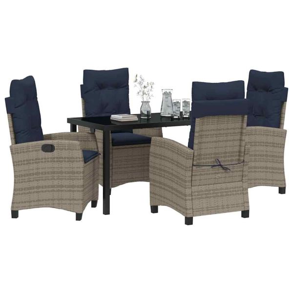 Комплект за хранене в градината 5 pcs Сив полиратан