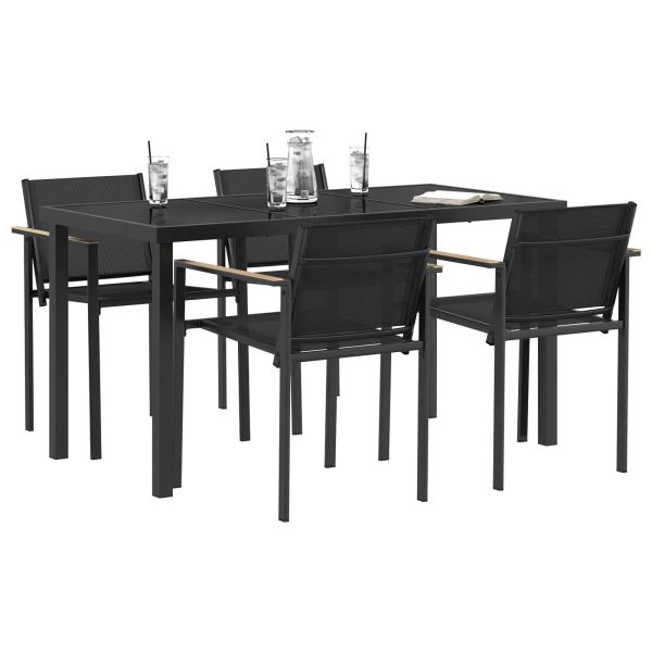Комплект за външни мебели 5 pcs Черно и антрацит Textilene