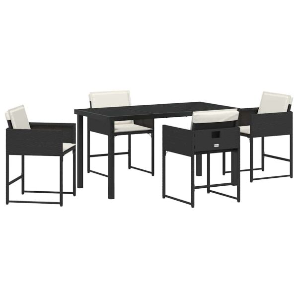 Комплект за хранене в градината 5 pcs Черно полиратан