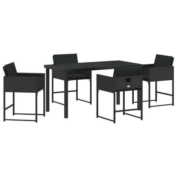 Комплект за хранене в градината 5 pcs Черно полиратан