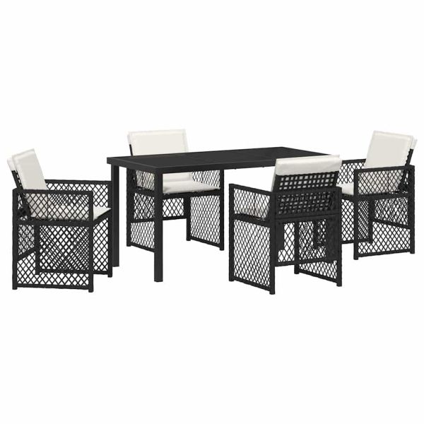Комплект за хранене в градината 5 pcs Черно полиратан