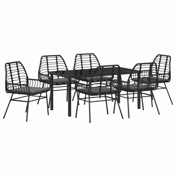 Комплект за хранене в градината 7 pcs Черно полиратан
