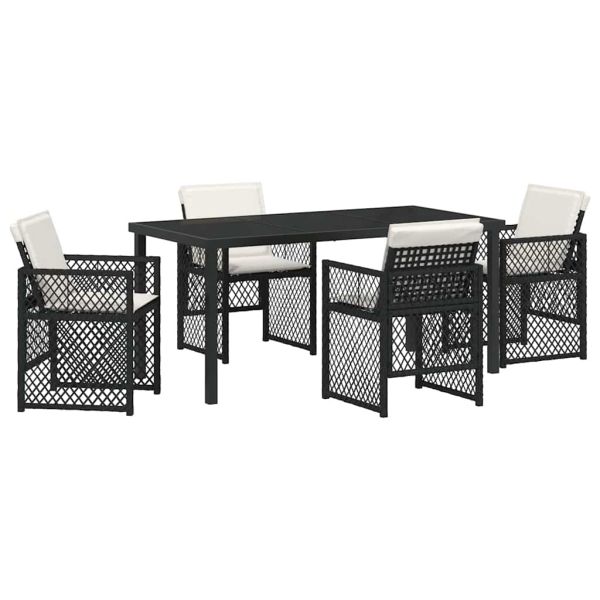 Комплект за хранене в градината 5 pcs Черно полиратан