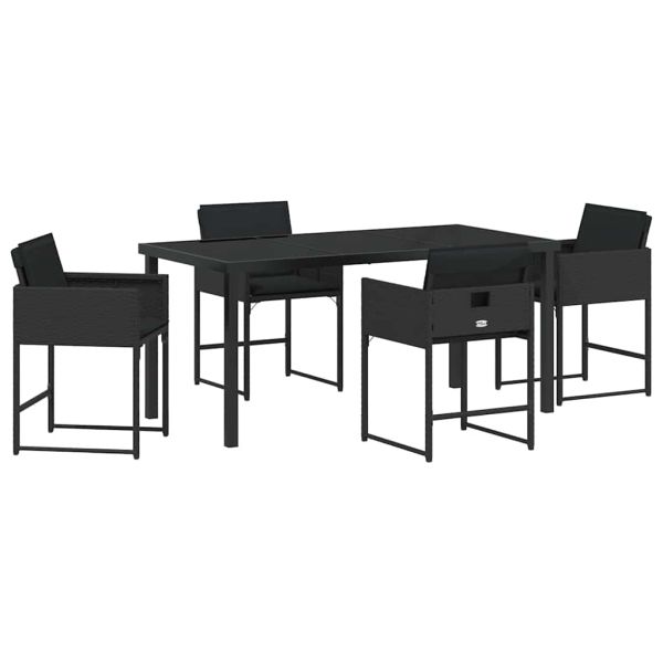 Комплект за хранене в градината 5 pcs Черно полиратан