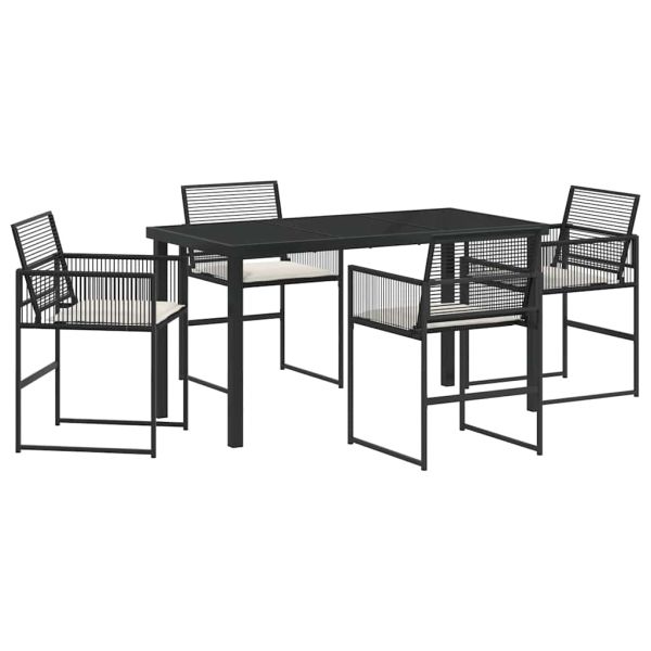 Комплект за хранене в градината 5 pcs Черно полиратан