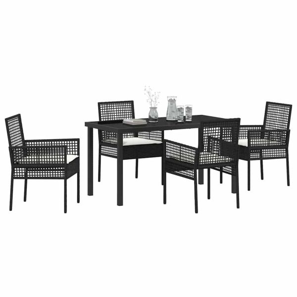 Комплект за хранене в градината 5 pcs Черно полиратан