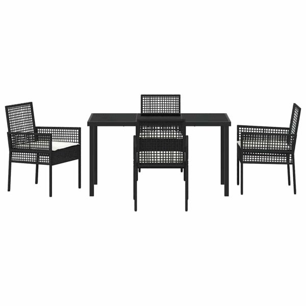 Комплект за хранене в градината 5 pcs Черно полиратан