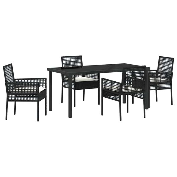 Комплект за хранене в градината 5 pcs Черно полиратан