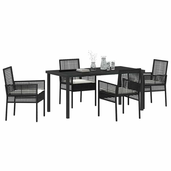 Комплект за хранене в градината 5 pcs Черно полиратан