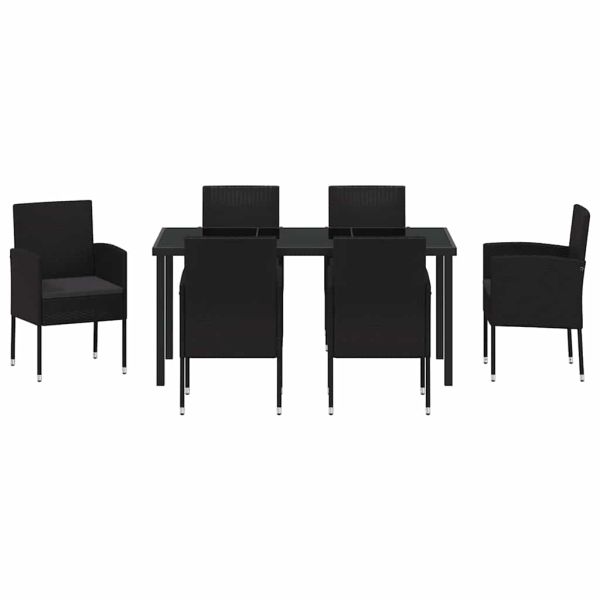 Комплект за хранене в градината 7 pcs Черно полиратан