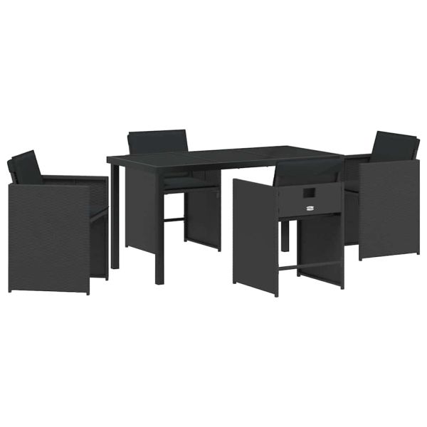 Комплект за хранене в градината 5 pcs Черно полиратан