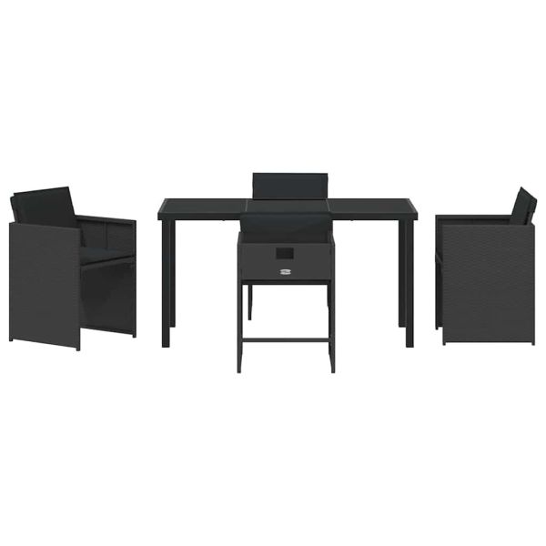 Комплект за хранене в градината 5 pcs Черно полиратан
