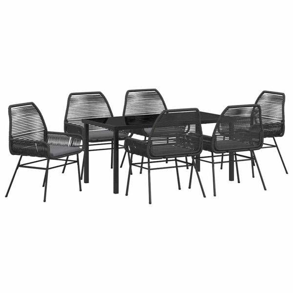 Комплект за хранене в градината 7 pcs Черно полиратан