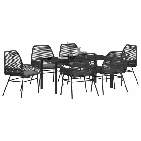 Комплект за хранене в градината 7 pcs Черно полиратан