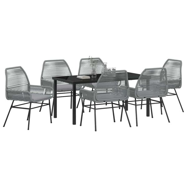 Комплект за хранене в градината 7 pcs Сив полиратан
