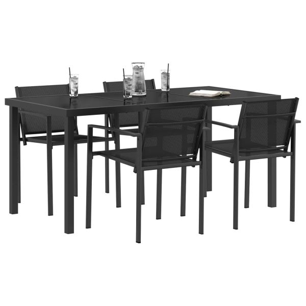 Комплект за външни мебели 5 pcs Черно и антрацит Textilene