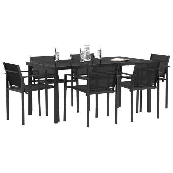 Комплект за външни мебели 7 pcs Черно и антрацит Textilene