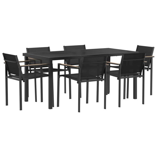 Комплект за външни мебели 7 pcs Черно и антрацит Textilene