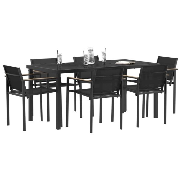 Комплект за външни мебели 7 pcs Черно и антрацит Textilene