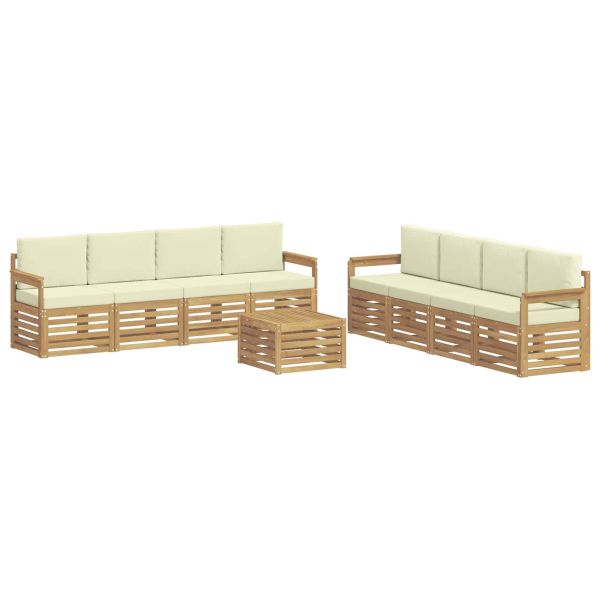 Комплект дивани за открито 9 pcs Бяло и кремаво 59 x 59 x 37 см