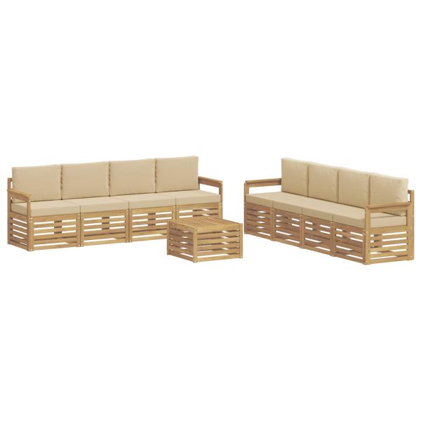 Комплект дивани за открито 9 pcs Бяло и Бежово 59 x 59 x 37 см