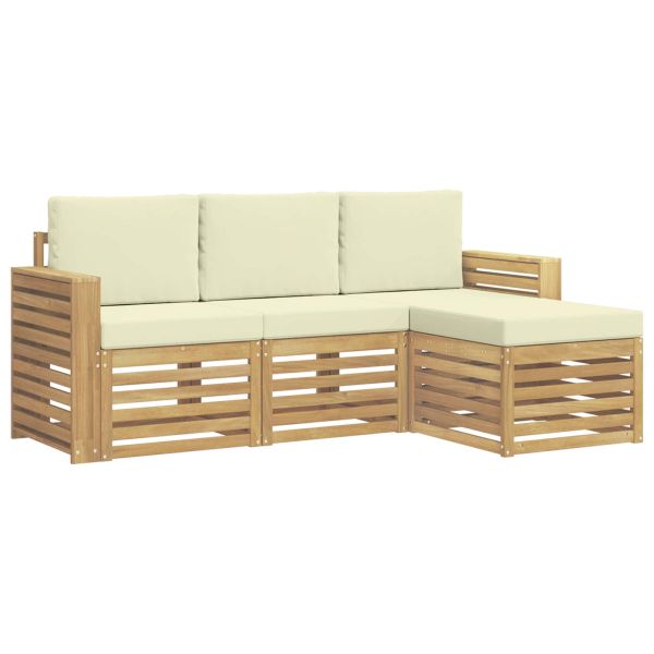Комплект дивани за открито 4 pcs Бяло и кремаво