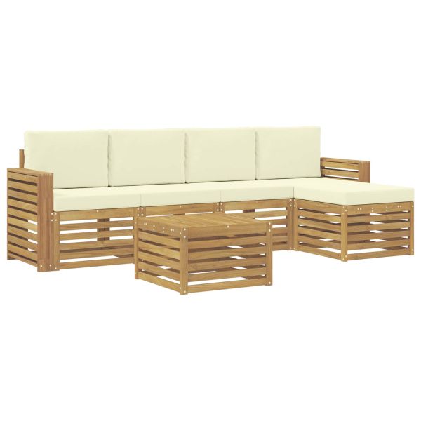 Комплект дивани за открито 6 pcs Бяло и кремаво 59 x 59 x 37 см