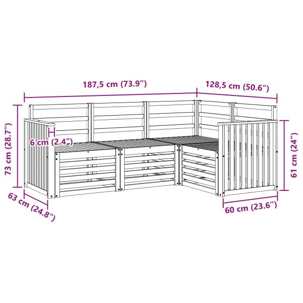 Комплекти дивани 4 pcs Бяло 187,5 x 128,5 x 73 см