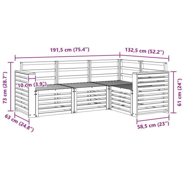 Комплекти дивани 4 pcs Бяло 191 x 132,5 x 73 см