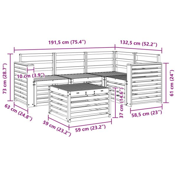 Комплект дивани за открито 5 pcs Бяло 59 x 59 x 37 см
