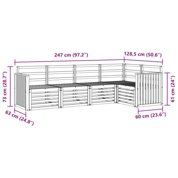 Комплект дивани за открито 5 pcs Бяло 247 x 128,5 x 73 см