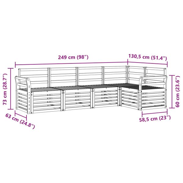 Комплект дивани за открито 5 pcs Бяло 249 x 130,5 x 73 см
