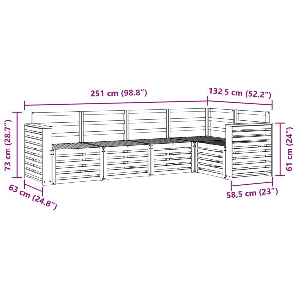 Комплект дивани за открито 5 pcs Бяло 251 x 132,5 x 73 см