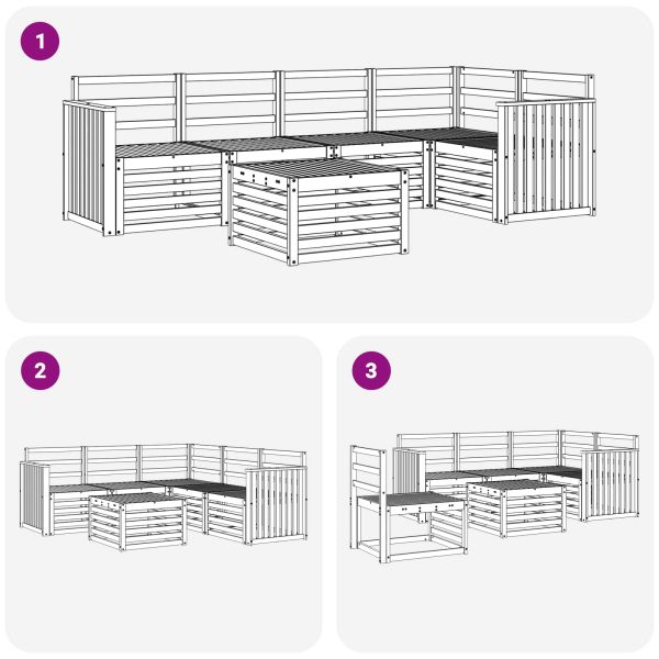 Комплект дивани за открито 6 pcs Бяло 59 x 59 x 37 см