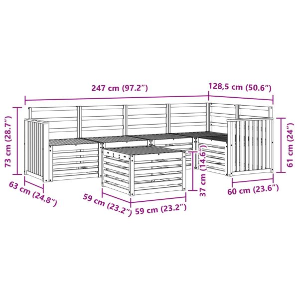Комплект дивани за открито 6 pcs Бяло 59 x 59 x 37 см