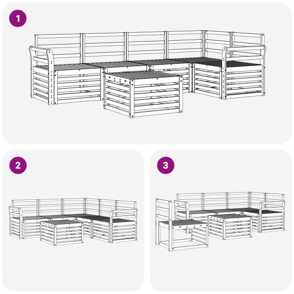 Комплект дивани за открито 6 pcs Бяло 59 x 59 x 37 см