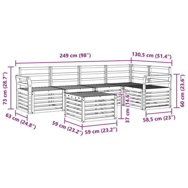 Комплект дивани за открито 6 pcs Бяло 59 x 59 x 37 см