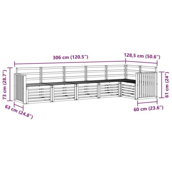 Комплект дивани за открито 6 pcs Бяло 306 x 128,5 x 73 см