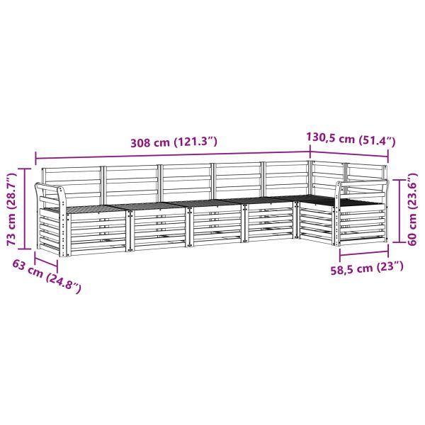Комплект дивани за открито 6 pcs Бяло 308 x 130,5 x 73 см