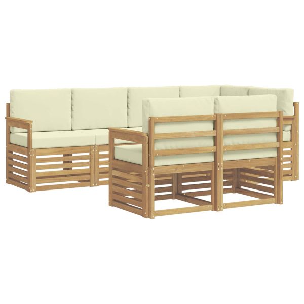 Комплект дивани за открито 7 pcs Бяло и кремаво