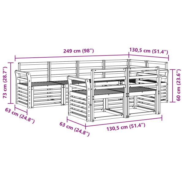 Комплект дивани за открито 7 pcs Бяло 249 x 130,5 x 73 см