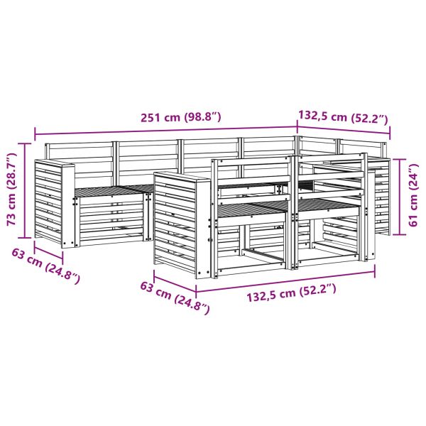 Комплект дивани за открито 7 pcs Бяло 251 x 132,5 x 73 см