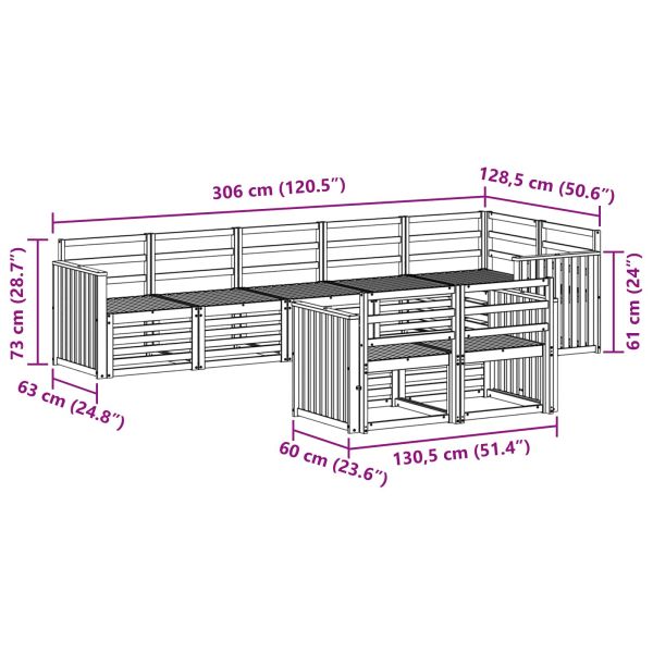 Комплект дивани за открито 8 pcs Бяло 306 x 128,5 x 73 см
