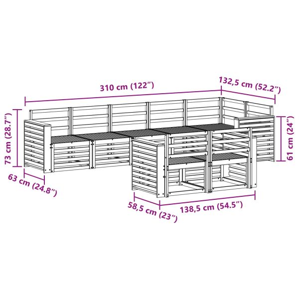 Комплект дивани за открито 8 pcs Бяло 310 x 132,5 x 73 см