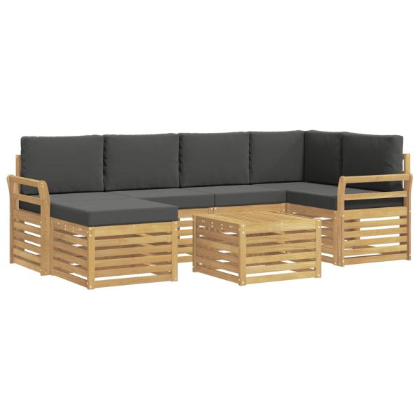 Комплект дивани за открито 7 pcs Бяло и антрацит Полиестер