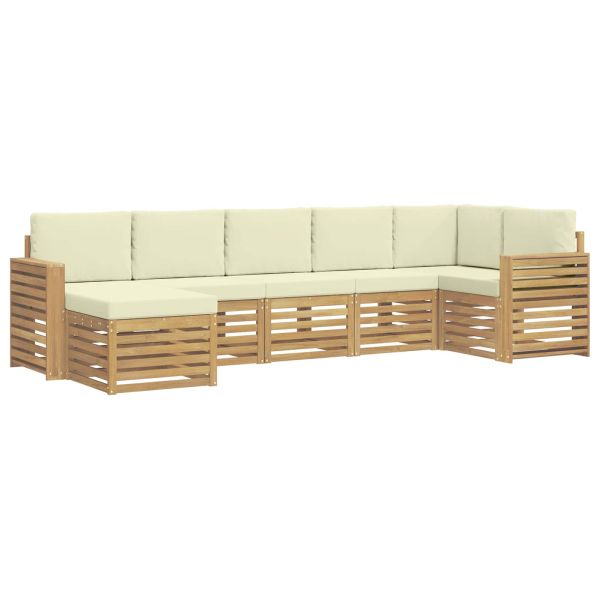 Комплект дивани за открито 7 pcs Бяло и кремаво