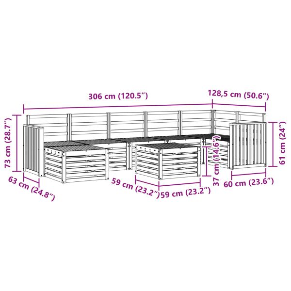 Комплект дивани за открито 8 pcs Бяло 59 x 59 x 37 см